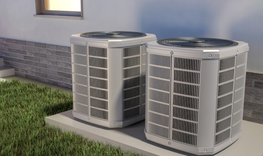 Air,Heat,Pumps,And,House,,3d,Illustration