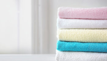 Stack,Of,Colorful,Terry,Towels,Empty,Space,Design.,Colorful,Laundry.household.